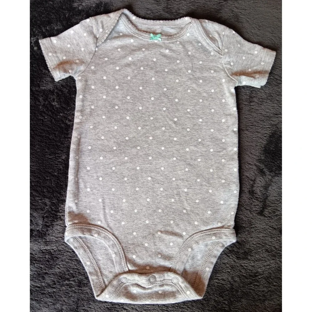 shirt 12 month Carter's baby girl Gray Short sleeve with Polka Dot Snap Closure